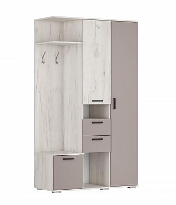 Прихожая УЛЬТРА ПР-01(1200*520*2100) Глиняный Серый/Дуб Крафт Белый