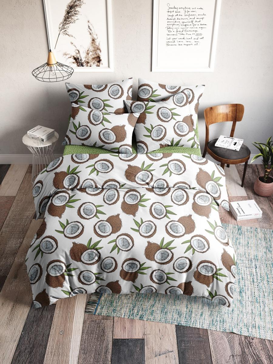 КПБ Ночь Нежна Кокосы 70723-1+70416-2 Бязь 1.5 сп 50*70