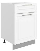  22.56  "Мишель" Шкаф рабочий L500 (1 дв. гл. 1 ящ.) (эмаль) (белый/белый) 