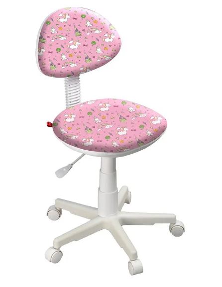 Кресло Логика (пластик WH,Ткань,KiD'S, №21(единорожки),О, PL 540, б/подл, ролик белый)