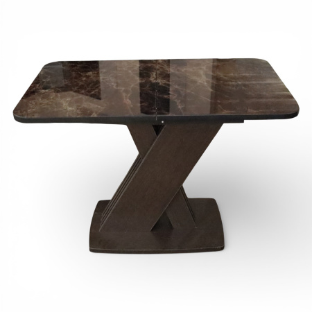Стол обеденный Неаполь 110(+40)*70  мрамор коричневый/ темная