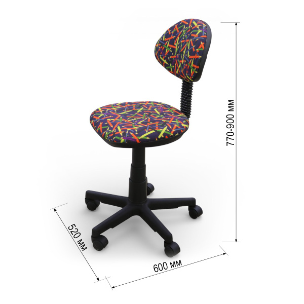 Кресло Логика (пластик WH,Ткань, KiD'S, №16 (карандаши),О,PL 540, б/подл, ролик белый)