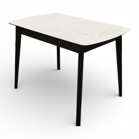 Стол Ньюман МДФ/пластик, 1100 (1450)*700 Мрамор Монтекатини, опора ZD08 дер/черный