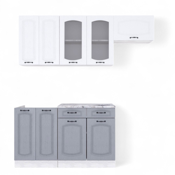 Кухня РАВЕННА Сосна лофт/Дуб светлый/Дуб дымчатый (Столешница Альберика) 1,4м 