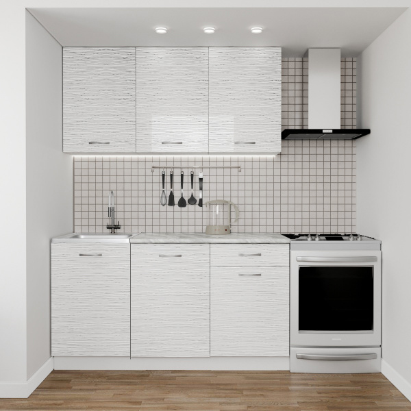 Кухонный гарнитур №2/1 белый / БЕЛЫЙ СТРАЙП