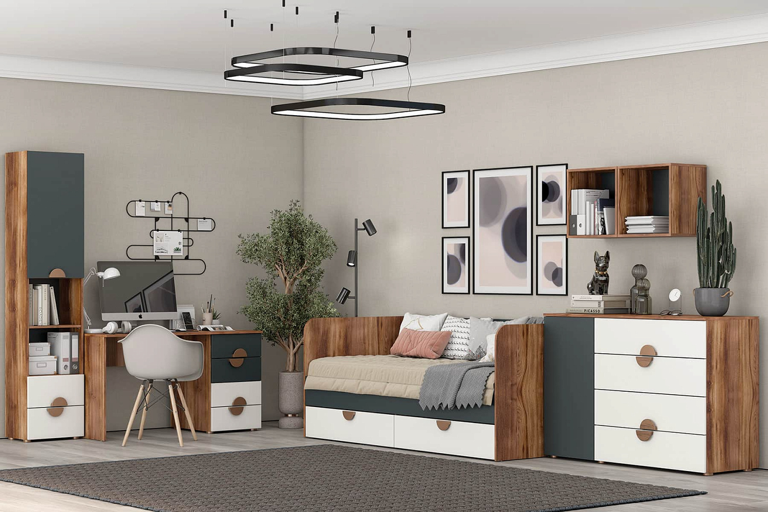 Тризиль Детская 476.11 Полка навесная/Зеленый камень