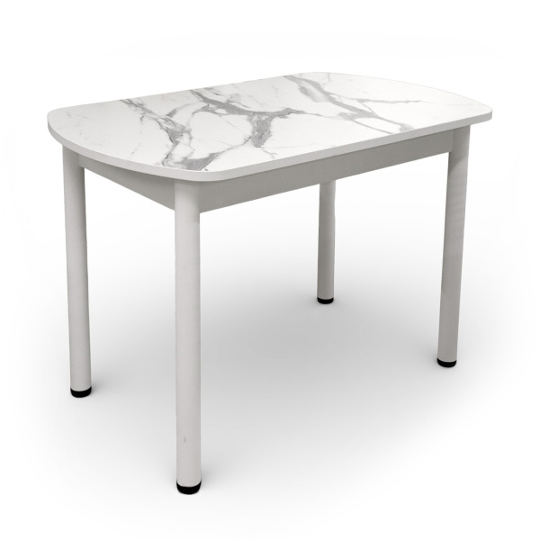 Стол Фаворит 1100*700 Пластик Мрамор белый,(B5)/ЛДСП Белый+опоры(Белый)