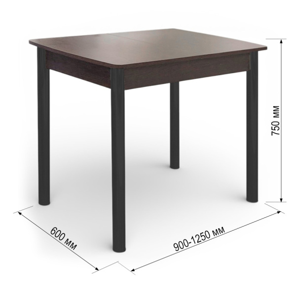 Стол кухонный  Уют 3 90(+35)*60*75 венге/Черный
