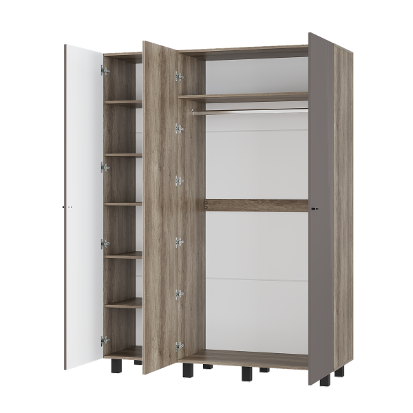 Шкаф 3-х створчатый Олива ШК-08 (1502х2016х514мм) дуб каньон / муссон софт MF14