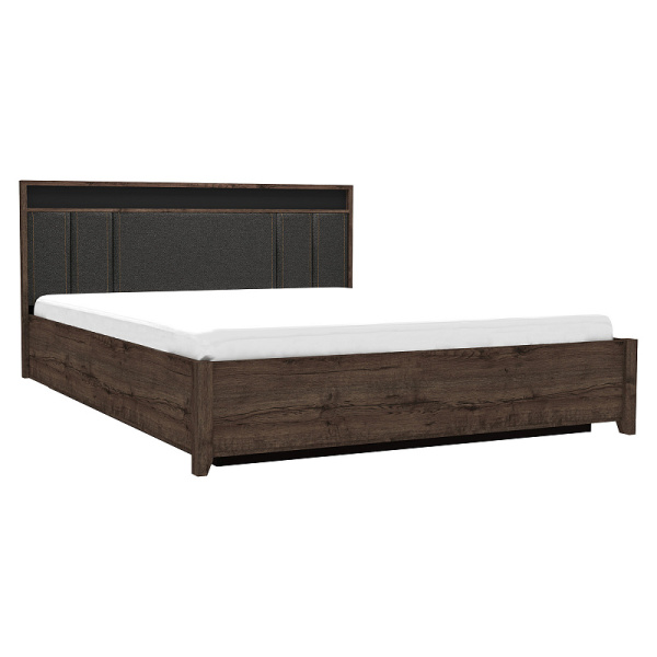 Nature 307 Кровать Люкс 1600*2000 + основание универсальное Металл/Дуб Апрель темный-Черный