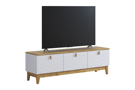 Тумба 2 Хюгге белое дерево/дуб крафт золотой/белый матовый