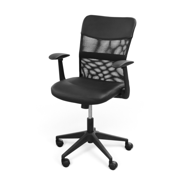 Кресло офисное 8399M-WT сетка, кожзам черный/ 8401 M