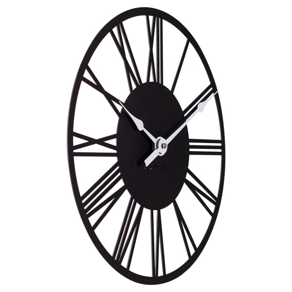 3532-003B Часы настенные из металла, d=35 см, чёрный "Рим" 