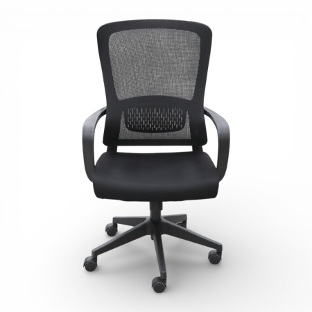 Кресло офисное OM658B поролон+сетка, черный 