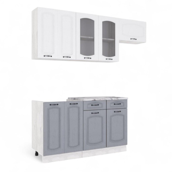 Кухня РАВЕННА Сосна лофт/Дуб светлый/Дуб дымчатый (Столешница Альберика) 1,4м 