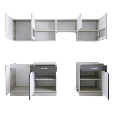 Кухонный гарнитур РУМБА №5/1 Анкор светлый ЯСЕНЬ / ГРАФИТ 