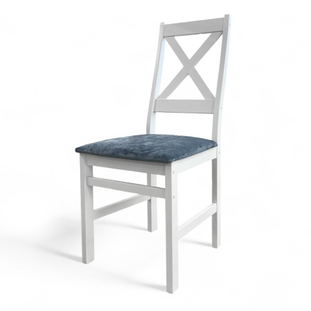 Стул Бриз Р, эмаль белая, ткань Катания 14 (Серо-Голубой)