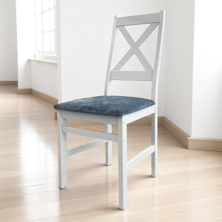 Стул Бриз Р, эмаль белая, ткань Катания 14 (Серо-Голубой)