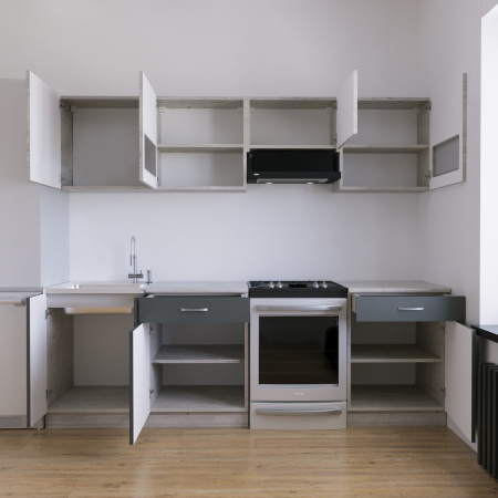 Кухонный гарнитур РУМБА №5/1 Анкор светлый ЯСЕНЬ / ГРАФИТ 